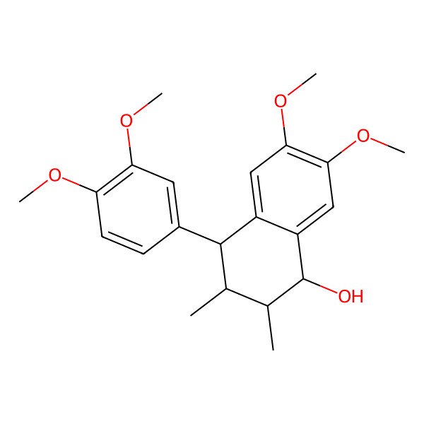 2D Structure of (1R,2S,3S,4R)-4-(3,4-dimethoxyphenyl)-6,7-dimethoxy-2,3-dimethyl-1,2,3,4-tetrahydronaphthalen-1-ol 2D Structure of (1R,2S,3S,4R)-4-(3,4-dimethoxyphenyl)-6,7-dimethoxy-2,3-dimethyl-1,2,3,4-tetrahydronaphthalen-1-ol