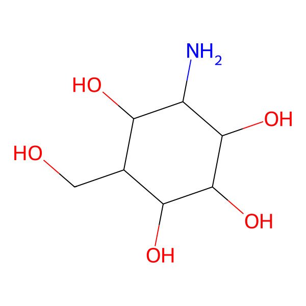 2D Structure of (1R,2S,3S,4S,5R,6S)-4-amino-6-(hydroxymethyl)cyclohexane-1,2,3,5-tetrol