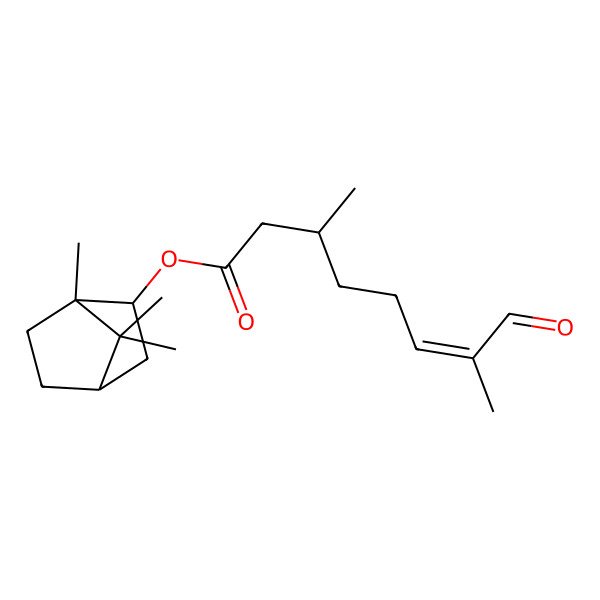 2D Structure of [(1R,2S,4R)-1,7,7-trimethyl-2-bicyclo[2.2.1]heptanyl] (E,3S)-3,7-dimethyl-8-oxooct-6-enoate