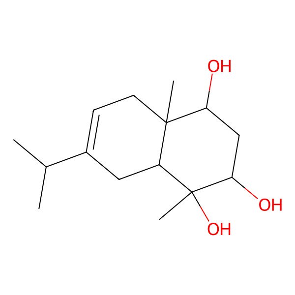 2D Structure of (1R,2S,4R,4aR,8aR)-1,4a-dimethyl-7-propan-2-yl-2,3,4,5,8,8a-hexahydronaphthalene-1,2,4-triol