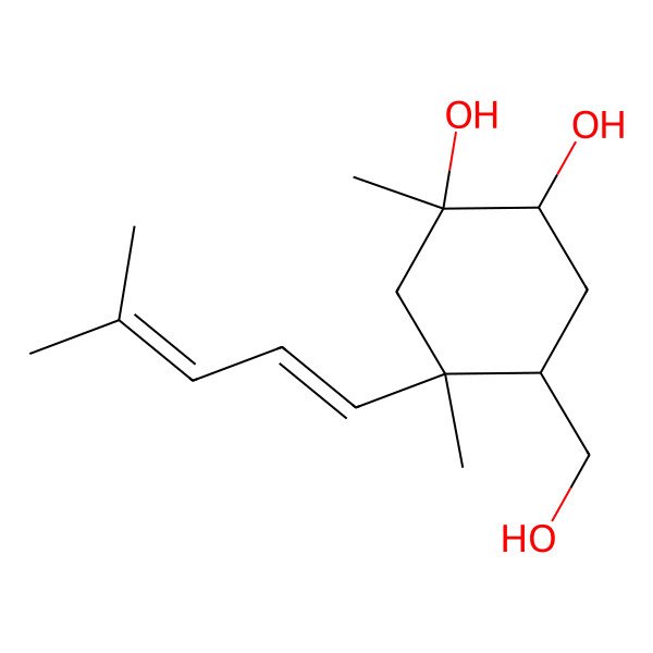 2D Structure of (1R,2S,4R,5R)-4-(hydroxymethyl)-1,5-dimethyl-5-[(1E)-4-methylpenta-1,3-dienyl]cyclohexane-1,2-diol