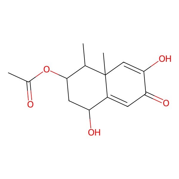 2D Structure of [(1R,2S,4R,8aS)-4,7-dihydroxy-1,8a-dimethyl-6-oxo-1,2,3,4-tetrahydronaphthalen-2-yl] acetate