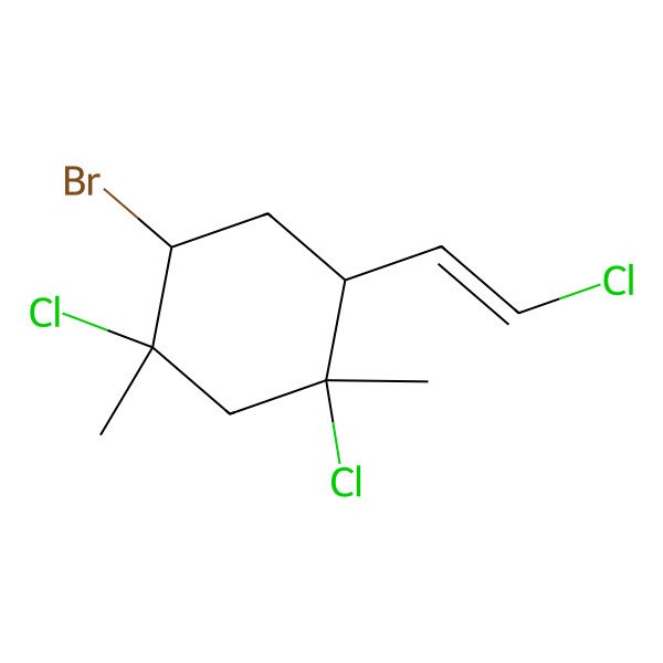 2D Structure of (1R,2S,4S,5R)-2-bromo-1,5-dichloro-4-[(E)-2-chloroethenyl]-1,5-dimethylcyclohexane