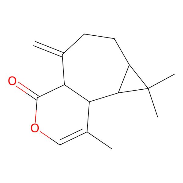 2D Structure of (1R,2S,4S,8R)-3,3,12-trimethyl-7-methylidene-10-oxatricyclo[6.4.0.02,4]dodec-11-en-9-one