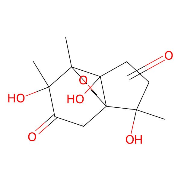 2D Structure of (1R,2S,5R,6R,13R)-2,5,13-trihydroxy-2,6,13-trimethyl-8-oxatricyclo[4.4.3.01,5]tridecane-9,12-dione