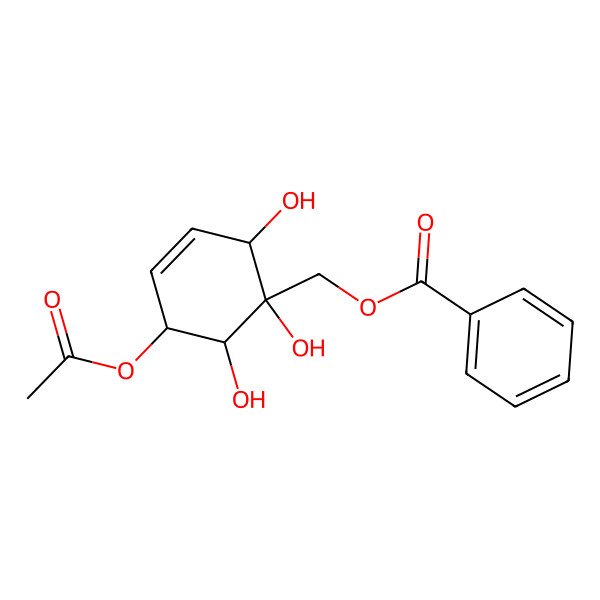 2D Structure of [(1R,2S,5R,6S)-5-acetyloxy-1,2,6-trihydroxycyclohex-3-en-1-yl]methyl benzoate