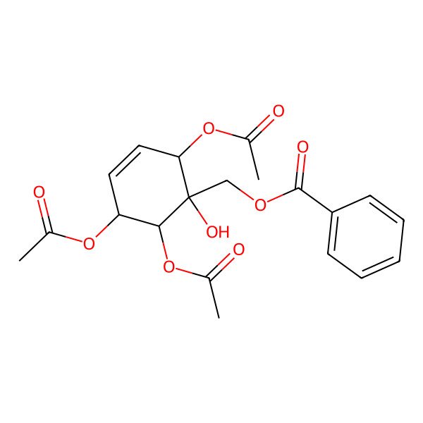 2D Structure of [(1R,2S,5S,6R)-2,5,6-triacetyloxy-1-hydroxycyclohex-3-en-1-yl]methyl benzoate