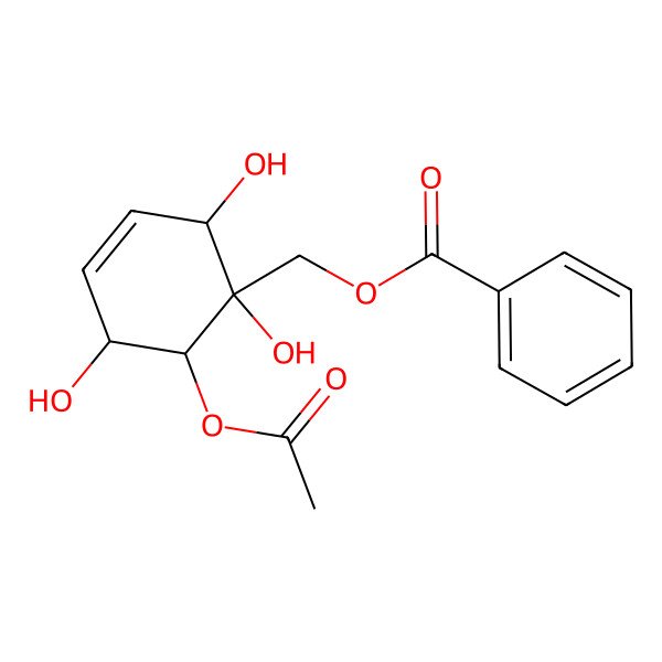2D Structure of [(1R,2S,5S,6R)-6-acetyloxy-1,2,5-trihydroxycyclohex-3-en-1-yl]methyl benzoate
