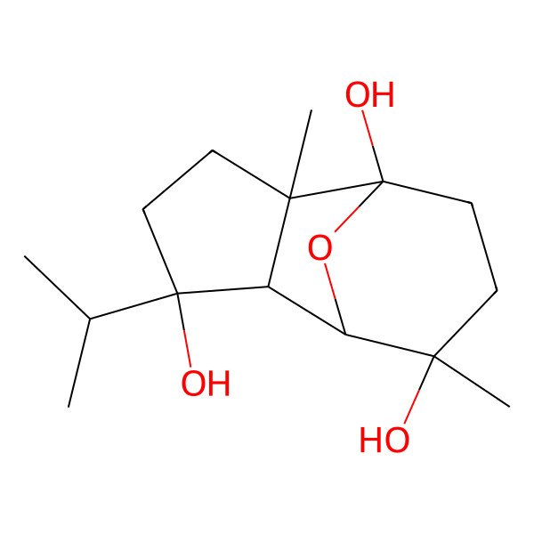 2D Structure of (1R,2S,5S,6R,7R,8R)-2,8-dimethyl-5-propan-2-yl-11-oxatricyclo[5.3.1.02,6]undecane-1,5,8-triol