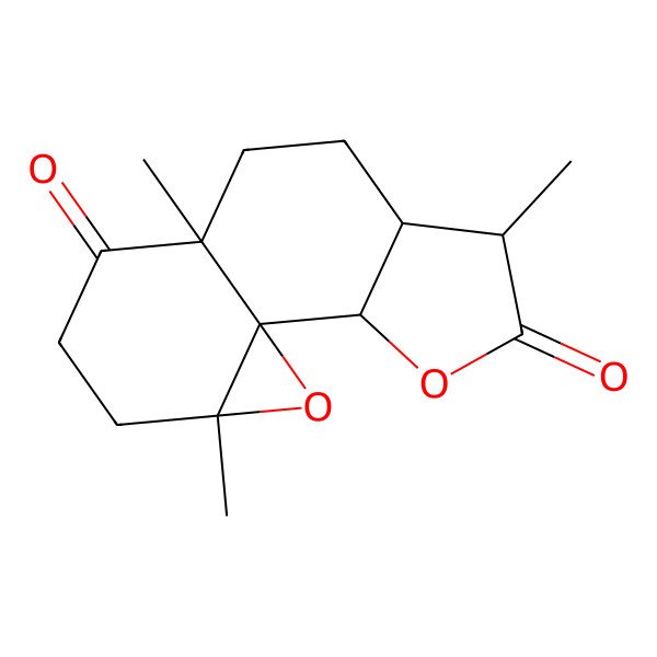 2D Structure of (1R,2S,5S,6S,9R,13R)-5,9,13-trimethyl-3,14-dioxatetracyclo[7.5.0.01,13.02,6]tetradecane-4,10-dione