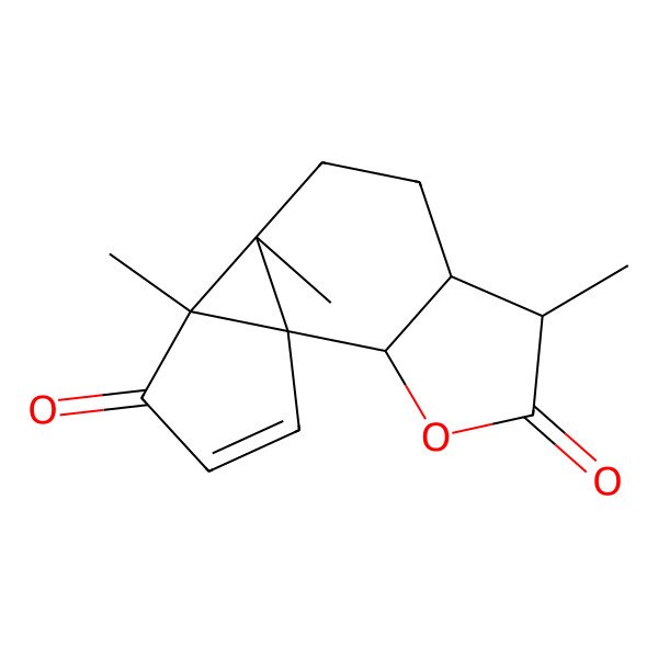 2D Structure of (1R,2S,5S,6S,9S,10R)-5,9,10-trimethyl-3-oxatetracyclo[7.4.0.01,10.02,6]tridec-12-ene-4,11-dione