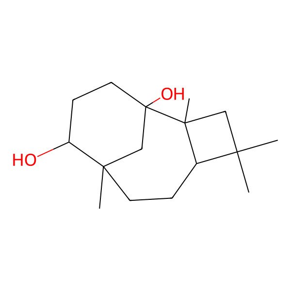 2D Structure of (1R,2S,5S,8S)-2,4,4,8-tetramethyltricyclo[6.3.1.02,5]dodecane-1,9-diol