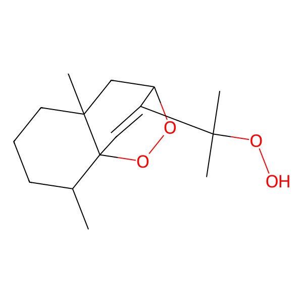 2D Structure of (1R,2S,6S,8R)-12-(2-hydroperoxypropan-2-yl)-2,6-dimethyl-9,10-dioxatricyclo[6.2.2.01,6]dodec-11-ene