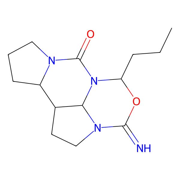 2D Structure of (1R,2S,9S,15S)-11-imino-9-propyl-10-oxa-6,8,12-triazatetracyclo[6.6.1.02,6.012,15]pentadecan-7-one