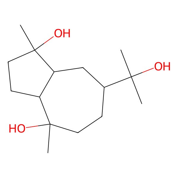 2D Structure of (1R,3aR,4R,7R,8aR)-7-(2-hydroxypropan-2-yl)-1,4-dimethyl-2,3,3a,5,6,7,8,8a-octahydroazulene-1,4-diol 2D Structure of (1R,3aR,4R,7R,8aR)-7-(2-hydroxypropan-2-yl)-1,4-dimethyl-2,3,3a,5,6,7,8,8a-octahydroazulene-1,4-diol