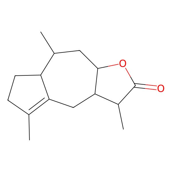2D Structure of (1R,3aR,5S,5aS,9aR)-1,5,8-trimethyl-3a,4,5,5a,6,7,9,9a-octahydro-1H-azuleno[6,5-b]furan-2-one