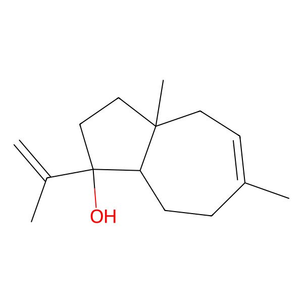 2D Structure of (1R,3aR,8aR)-3a,6-dimethyl-1-prop-1-en-2-yl-2,3,4,7,8,8a-hexahydroazulen-1-ol