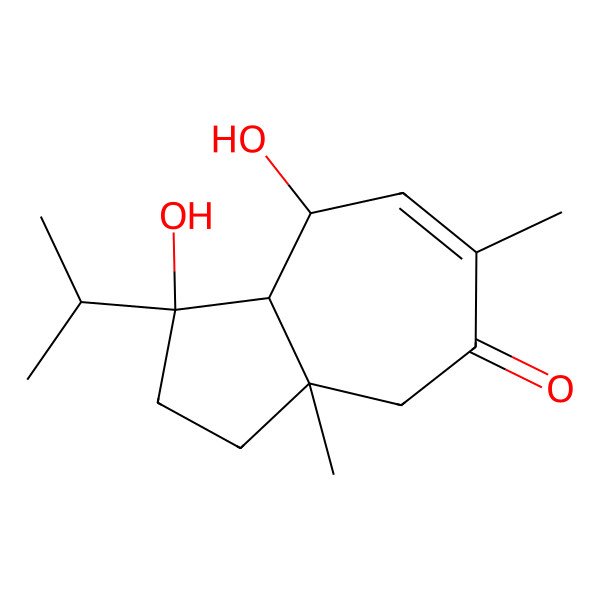 2D Structure of (1R,3aR,8R,8aS)-1,8-dihydroxy-3a,6-dimethyl-1-propan-2-yl-3,4,8,8a-tetrahydro-2H-azulen-5-one 2D Structure of (1R,3aR,8R,8aS)-1,8-dihydroxy-3a,6-dimethyl-1-propan-2-yl-3,4,8,8a-tetrahydro-2H-azulen-5-one