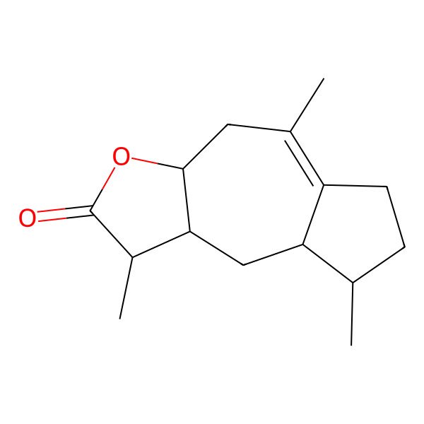 2D Structure of (1R,3aR,8S,8aR,9aR)-1,5,8-trimethyl-3a,4,6,7,8,8a,9,9a-octahydro-1H-azuleno[6,5-b]furan-2-one