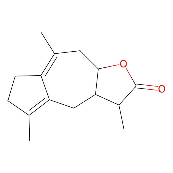 2D Structure of (1R,3aR,9aR)-1,5,8-trimethyl-3a,4,6,7,9,9a-hexahydro-1H-azuleno[6,5-b]furan-2-one
