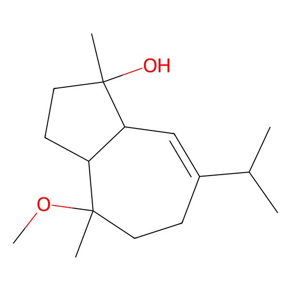 2D Structure of (1R,3aS,4S,8aR)-4-methoxy-1,4-dimethyl-7-propan-2-yl-2,3,3a,5,6,8a-hexahydroazulen-1-ol