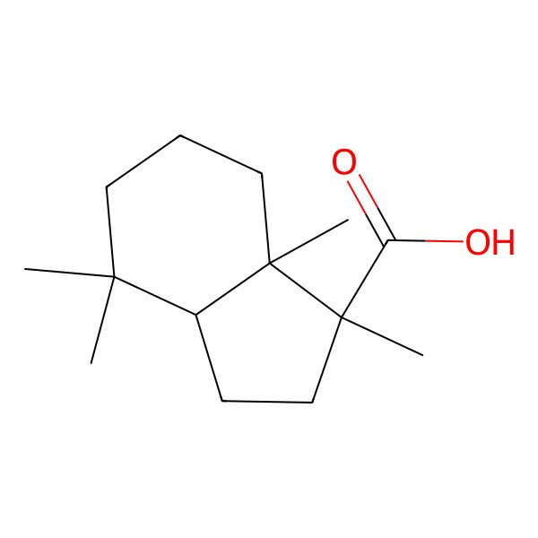 2D Structure of (1R,3aS,7aS)-1,4,4,7a-tetramethyl-2,3,3a,5,6,7-hexahydroindene-1-carboxylic acid