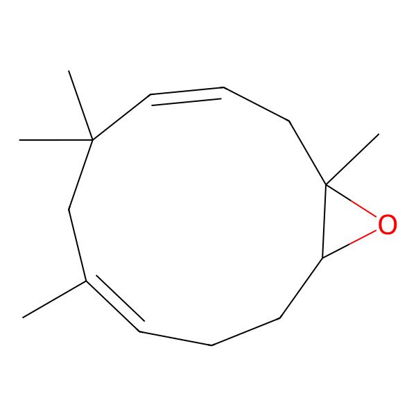 2D Structure of (1R,3E,7E,11R)-1,5,5,7-tetramethyl-12-oxabicyclo[9.1.0]dodeca-3,7-diene