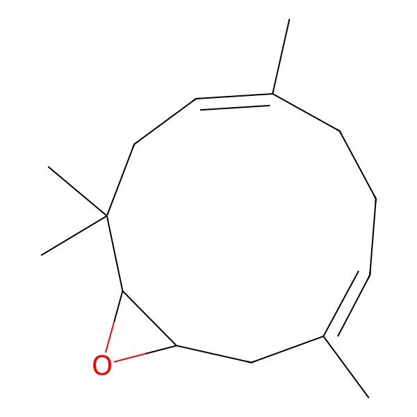 2D Structure of (1R,3E,7E,11R)-3,7,10,10-tetramethyl-12-oxabicyclo[9.1.0]dodeca-3,7-diene