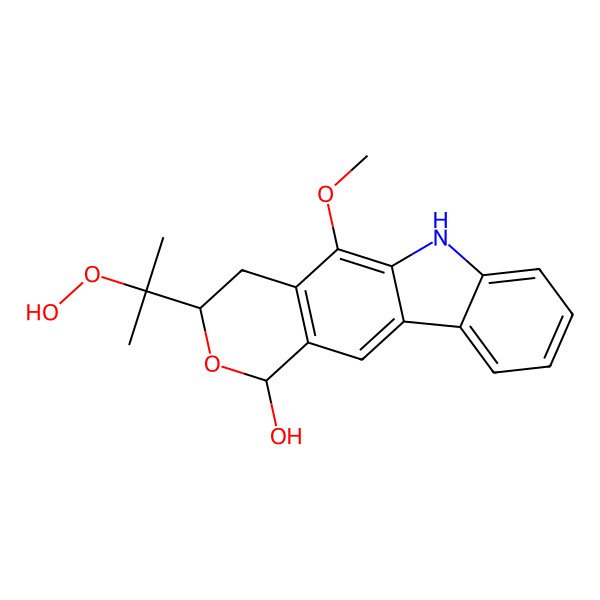 2D Structure of (1R,3R)-3-(2-hydroperoxypropan-2-yl)-5-methoxy-1,3,4,6-tetrahydropyrano[4,3-b]carbazol-1-ol