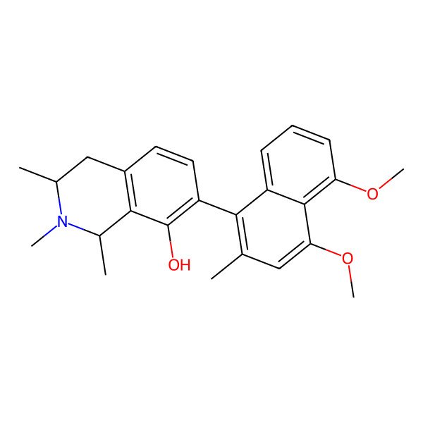 2D Structure of (1R,3R)-7-(4,5-dimethoxy-2-methylnaphthalen-1-yl)-1,2,3-trimethyl-3,4-dihydro-1H-isoquinolin-8-ol