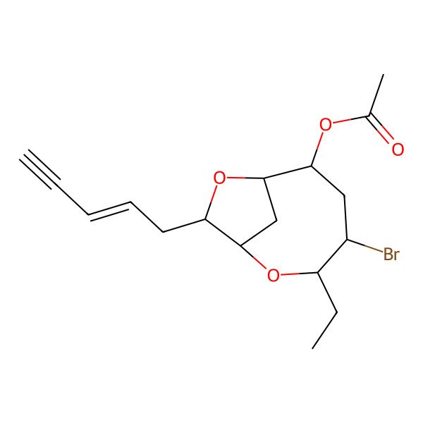 2D Structure of [(1R,3R,4S,6R,7R)-4-bromo-3-ethyl-9-pent-2-en-4-ynyl-2,8-dioxabicyclo[5.2.1]decan-6-yl] acetate