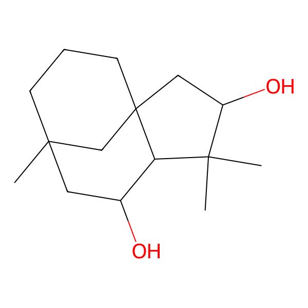 2D Structure of (1R,3R,5R,6R,8S)-4,4,8-trimethyltricyclo[6.3.1.01,5]dodecane-3,6-diol