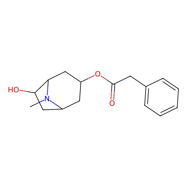 2D Structure of [(1R,3R,5R,6S)-6-hydroxy-8-methyl-8-azabicyclo[3.2.1]octan-3-yl] 2-phenylacetate