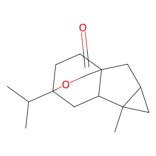 2D Structure of (1R,3R,5R,6S,8R)-5-methyl-8-propan-2-yl-9-oxatetracyclo[6.2.2.01,6.03,5]dodecan-10-one