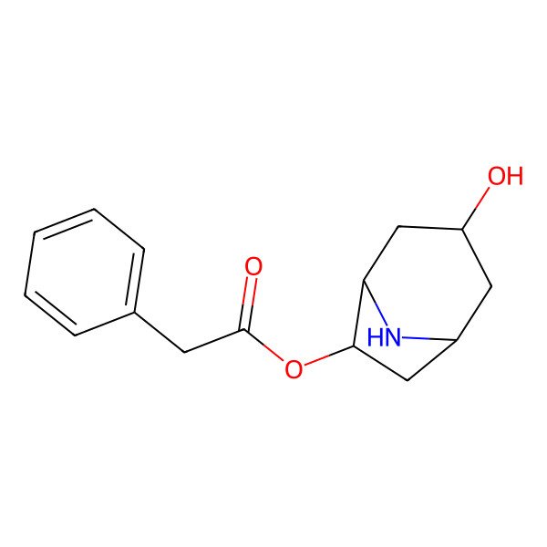 2D Structure of [(1R,3R,5S,6R)-3-hydroxy-8-azabicyclo[3.2.1]octan-6-yl] 2-phenylacetate