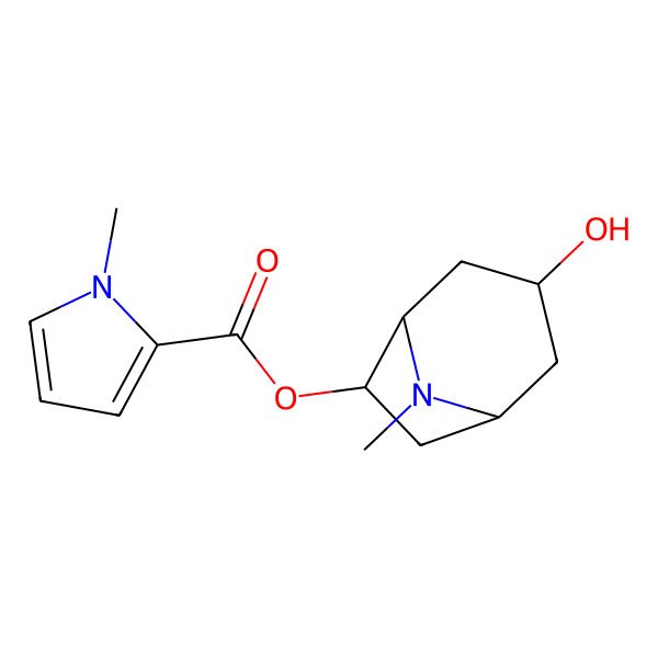 2D Structure of [(1R,3R,5S,6R)-3-hydroxy-8-methyl-8-azabicyclo[3.2.1]octan-6-yl] 1-methylpyrrole-2-carboxylate