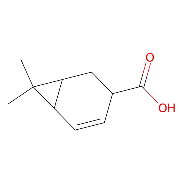 2D Structure of (1R,3R,6S)-7,7-dimethylbicyclo[4.1.0]hept-4-ene-3-carboxylic acid