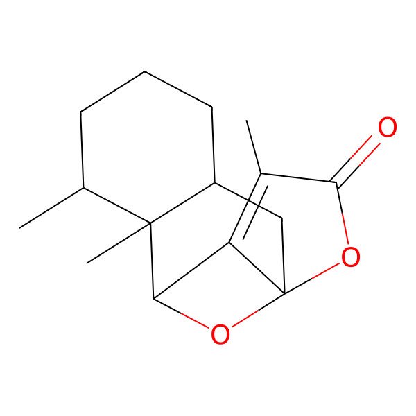 2D Structure of (1R,3R,7S,8R,9R)-7,8,11-trimethyl-13,14-dioxatetracyclo[7.4.1.01,10.03,8]tetradec-10-en-12-one