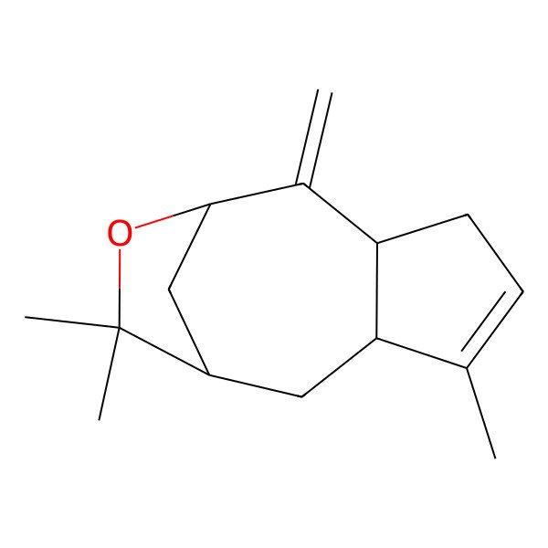 2D Structure of (1R,3R,7S,9R)-4,11,11-trimethyl-8-methylidene-10-oxatricyclo[7.2.1.03,7]dodec-4-ene