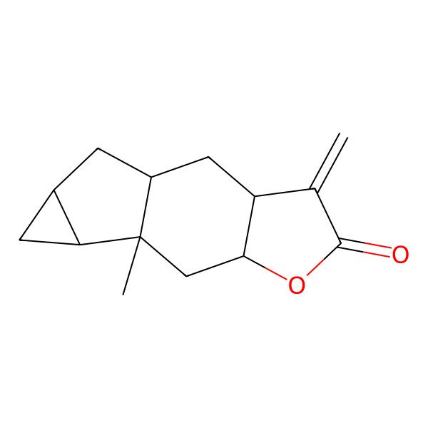 2D Structure of (1R,3R,7S,9R,10R,12R)-9-methyl-4-methylidene-6-oxatetracyclo[7.4.0.03,7.010,12]tridecan-5-one