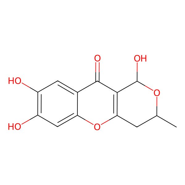 2D Structure of (1R,3S)-1,7,8-trihydroxy-3-methyl-3,4-dihydro-1H-pyrano[4,3-b]chromen-10-one
