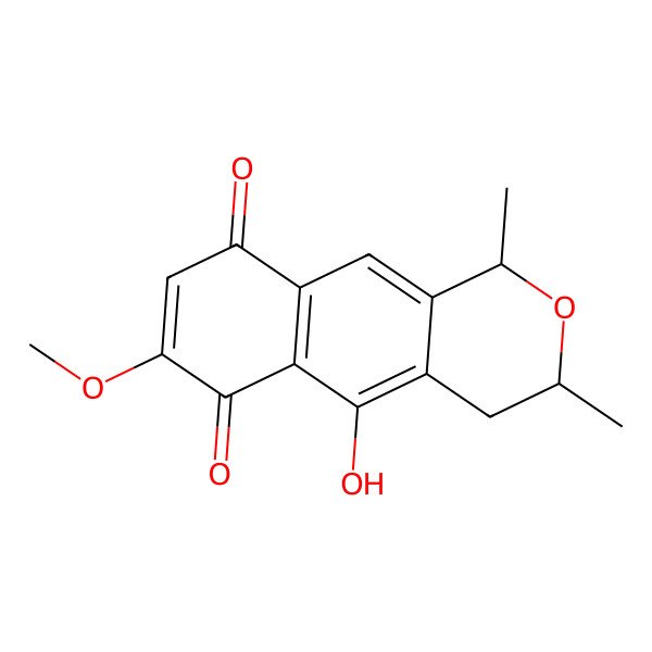 2D Structure of (1R,3S)-5-hydroxy-7-methoxy-1,3-dimethyl-3,4-dihydro-1H-benzo[g]isochromene-6,9-dione