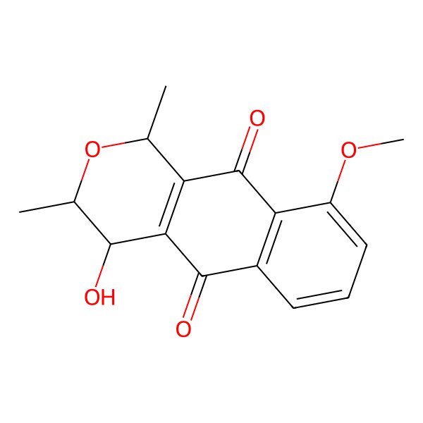 2D Structure of (1R,3S,4R)-4-hydroxy-9-methoxy-1,3-dimethyl-3,4-dihydro-1H-benzo[g]isochromene-5,10-dione