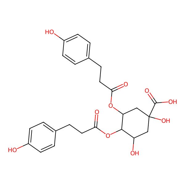 2D Structure of (1R,3S,4R,5R)-1,3-dihydroxy-4,5-bis[3-(4-hydroxyphenyl)propanoyloxy]cyclohexane-1-carboxylic acid