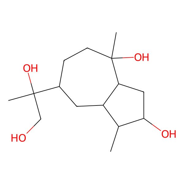 2D Structure of (1R,3S,4R,5S,7R,10R,11S)-guaiane-3,10,11,12-tetraol