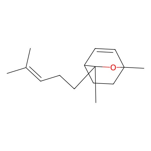 2D Structure of (1R,3S,4S)-1,3-Dimethyl-3-(4-methylpent-3-en-1-yl)-2-oxabicyclo[2.2.2]oct-5-ene