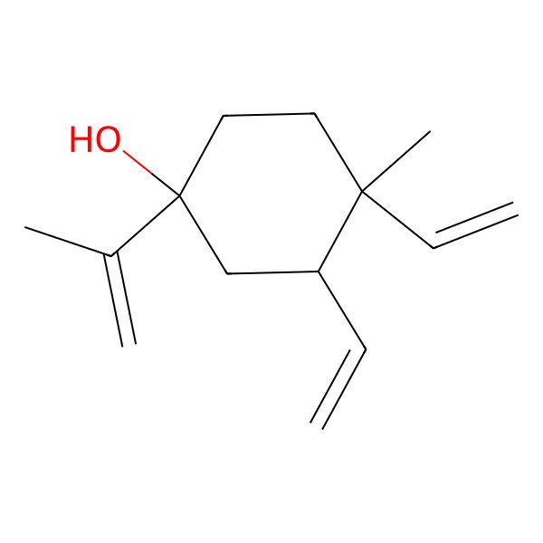 2D Structure of (1R,3S,4S)-3,4-bis(ethenyl)-4-methyl-1-prop-1-en-2-ylcyclohexan-1-ol