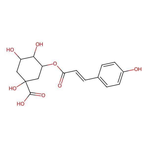 2D Structure of (1R,3S,4S,5R)-1,3,4-trihydroxy-5-[3-(4-hydroxyphenyl)prop-2-enoyloxy]cyclohexane-1-carboxylic acid