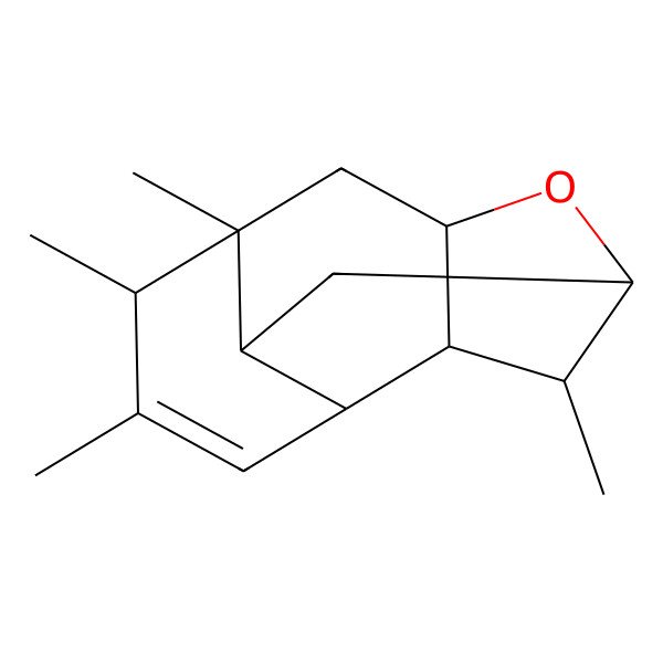 2D Structure of (1R,3S,4S,7S,8R,10S,11S,12S)-6,7,8,12-tetramethyl-13-oxatetracyclo[8.2.1.03,8.04,11]tridec-5-ene