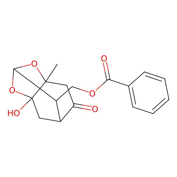 2D Structure of [(1R,3S,6R,8R)-8-hydroxy-3-methyl-5-oxo-2,9-dioxatricyclo[4.3.1.03,8]decan-10-yl]methyl benzoate